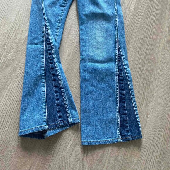 Veronica Beard Kiley High Waist Wide Leg Two-Tone Jeans Size 26/2 Western Cowboy - Picture 8 of 11